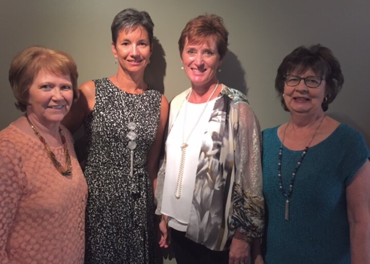 Welcome event committee Ivette Bender, Marion Carr, Mae Anne Balschweid, Pat Hurley