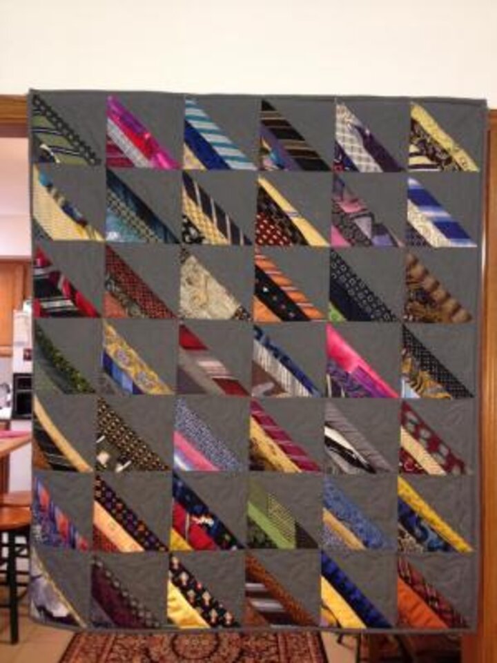 A beautiful quilt made from neck ties.