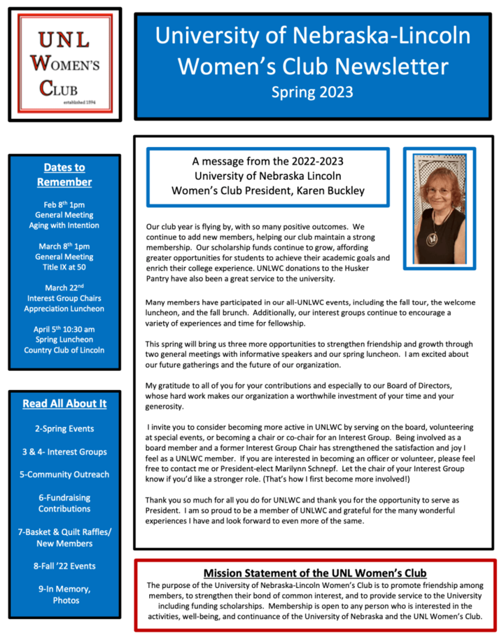 Cover of the Spring 2023 Newsletter