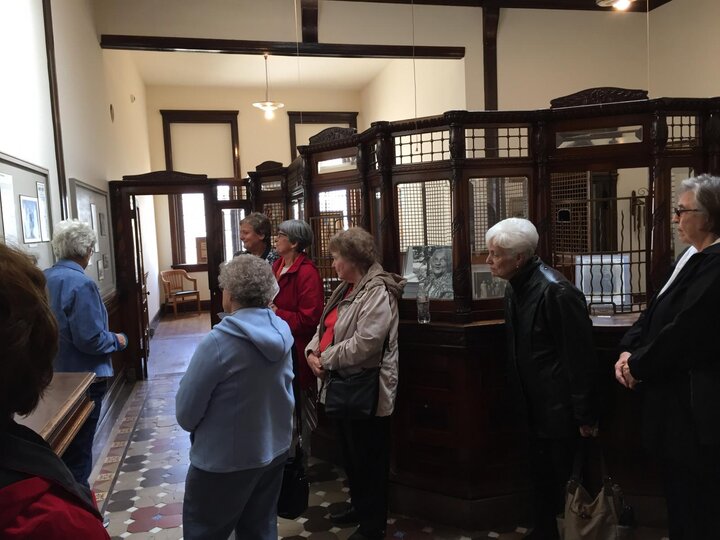 Women's group getting tour in Red Cloud bank