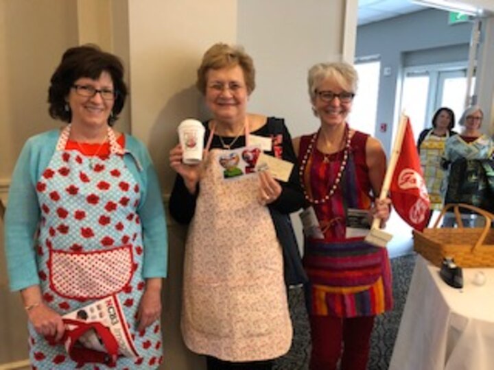 Newcomers and Friends, Variety Club and International Interest Groups Eileen Carroll, Mary Schkade and Miriam McCornick